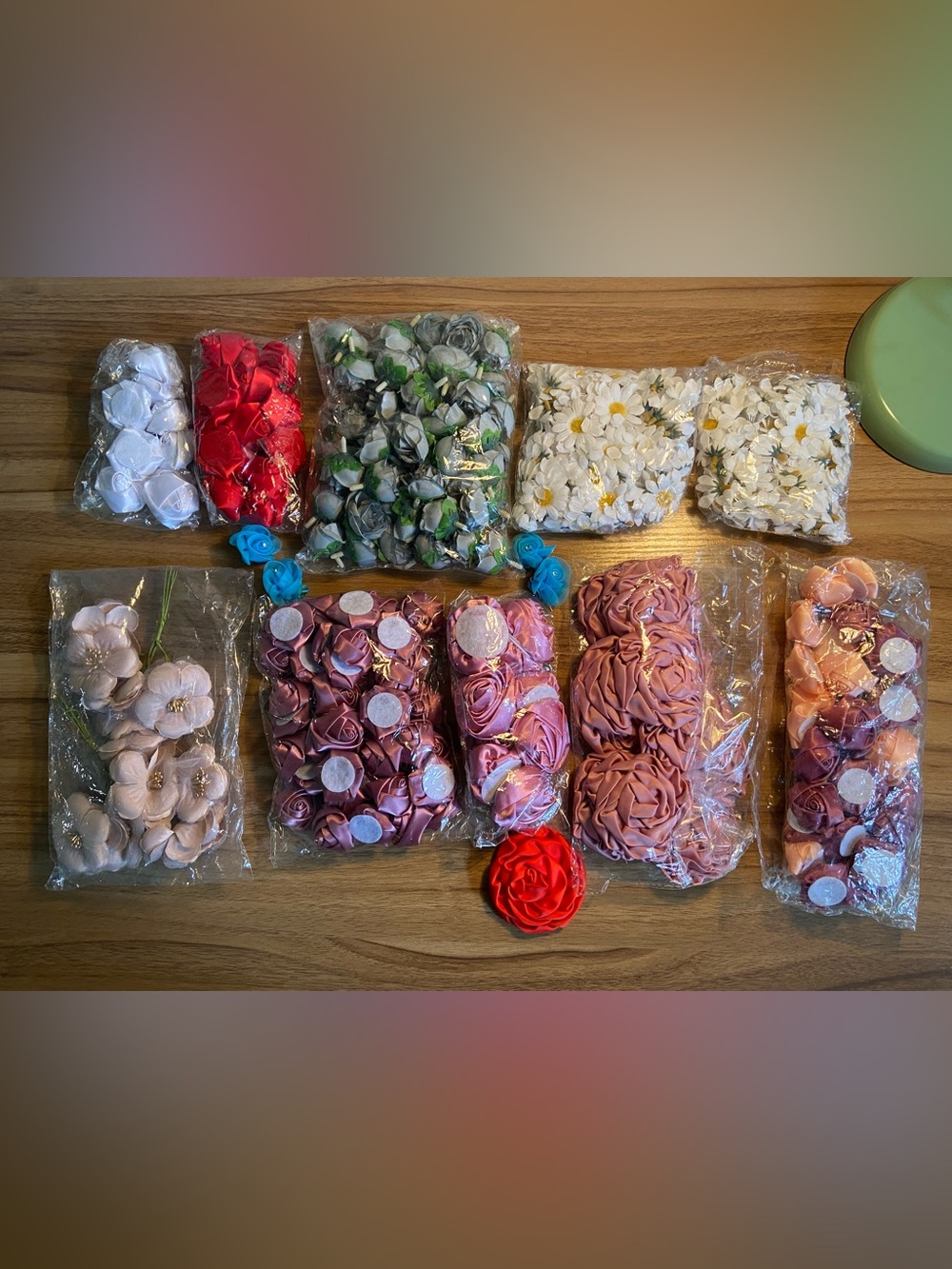 Lot of Satin and Other Artificial Flowers